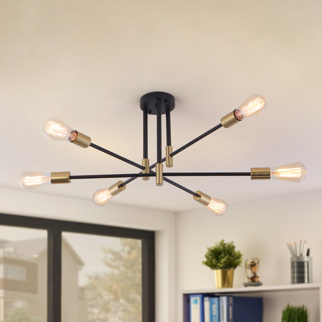 Ceiling Light Iron Cross Arm 6-Light