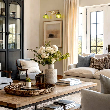 Wall Sconce Light Green Glass 2-Light