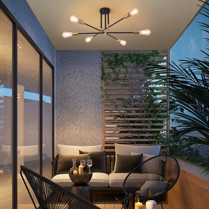 Ceiling Light Iron Cross Arm 6-Light