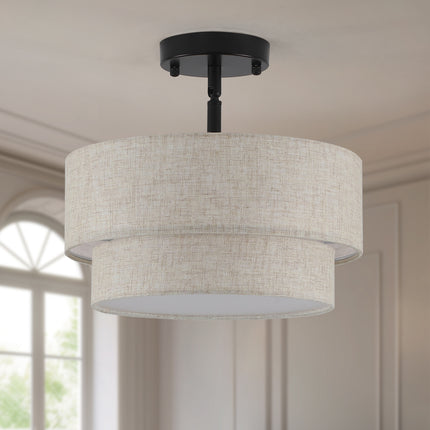 Ceiling Light Two-Tier Fabric Shade 3-Light